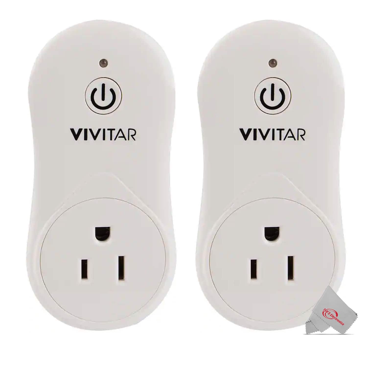 Vivitar - 2x Smart Home Wi-Fi Outlet, USB Port Compatible with Alexa and Google Home No Hub Required - White