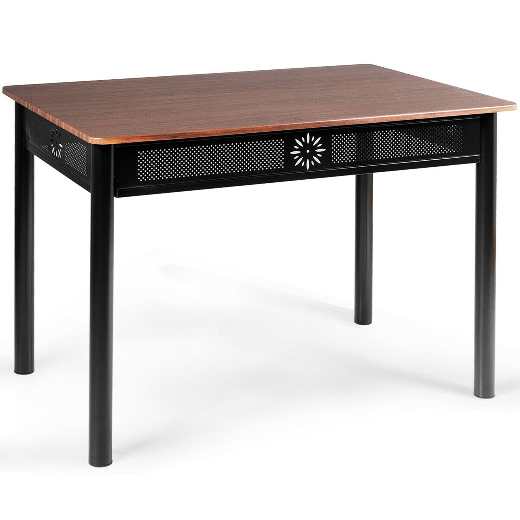 Alt View 18. Costway - 5 Piece Dining Set Wood Metal Table and 4 Chairs Kitchen Breakfast Furniture - Brown.