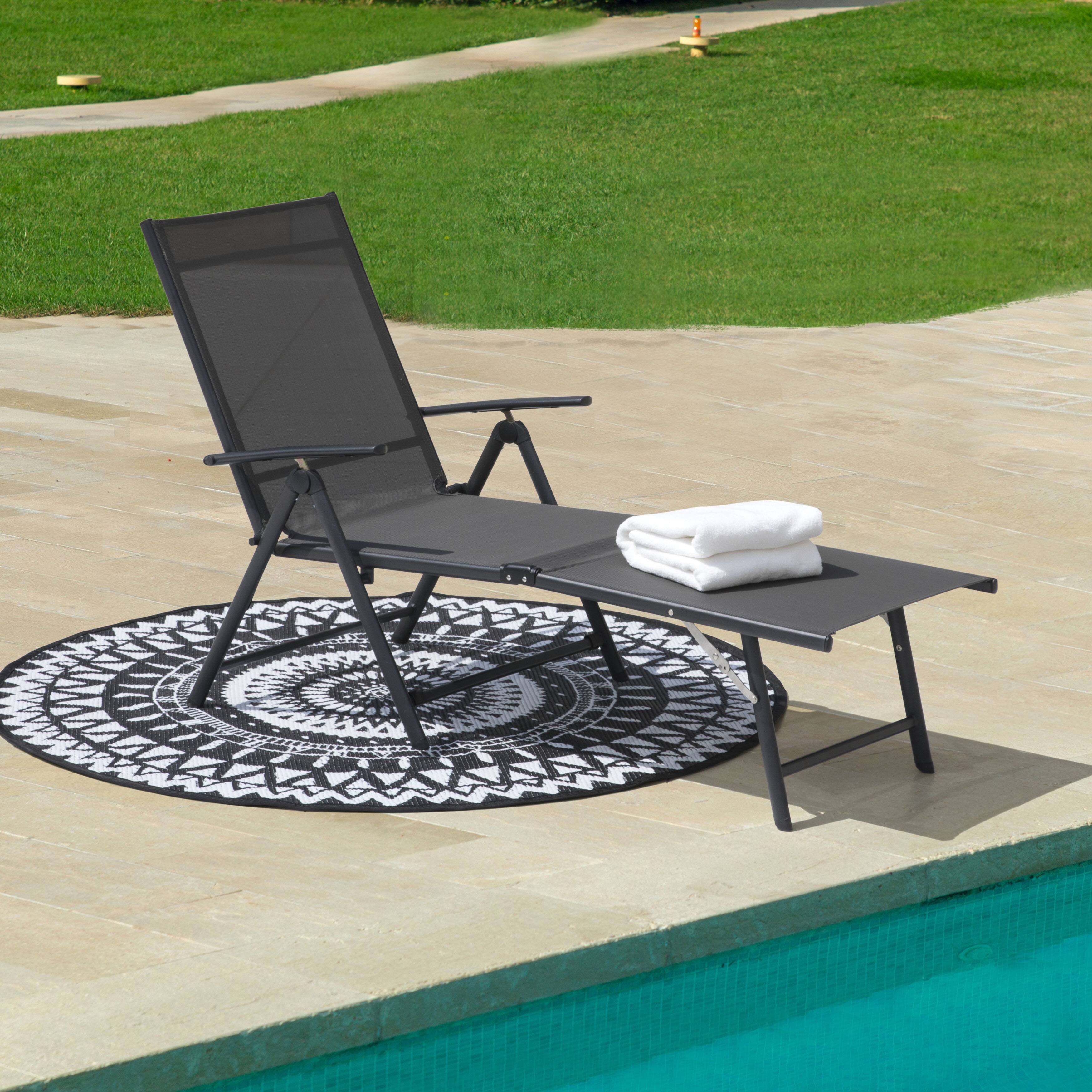 Left. Nuu Garden - Outdoor Folding Chaise Lounge with Adjustable Backrest, Assemble-Free - Gray.