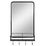 Costway - Wall Bathroom Mirror w/ Shelf Hooks Sturdy Metal Frame for Bedroom Living Room - Black