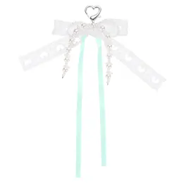 Unique Bargains - Pearl Bow Keychain 16mm Y2K Aesthetic Hollow Heart Bowknot Ribbon Keyring, Cute Bag Charm for Tote Bags Purse - Cyan