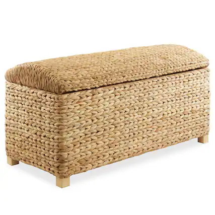 Front. Casafield - 36-in Storage Trunk Chest w Curved Lid - Safety Hinge - Water Hyacinth - Natural.