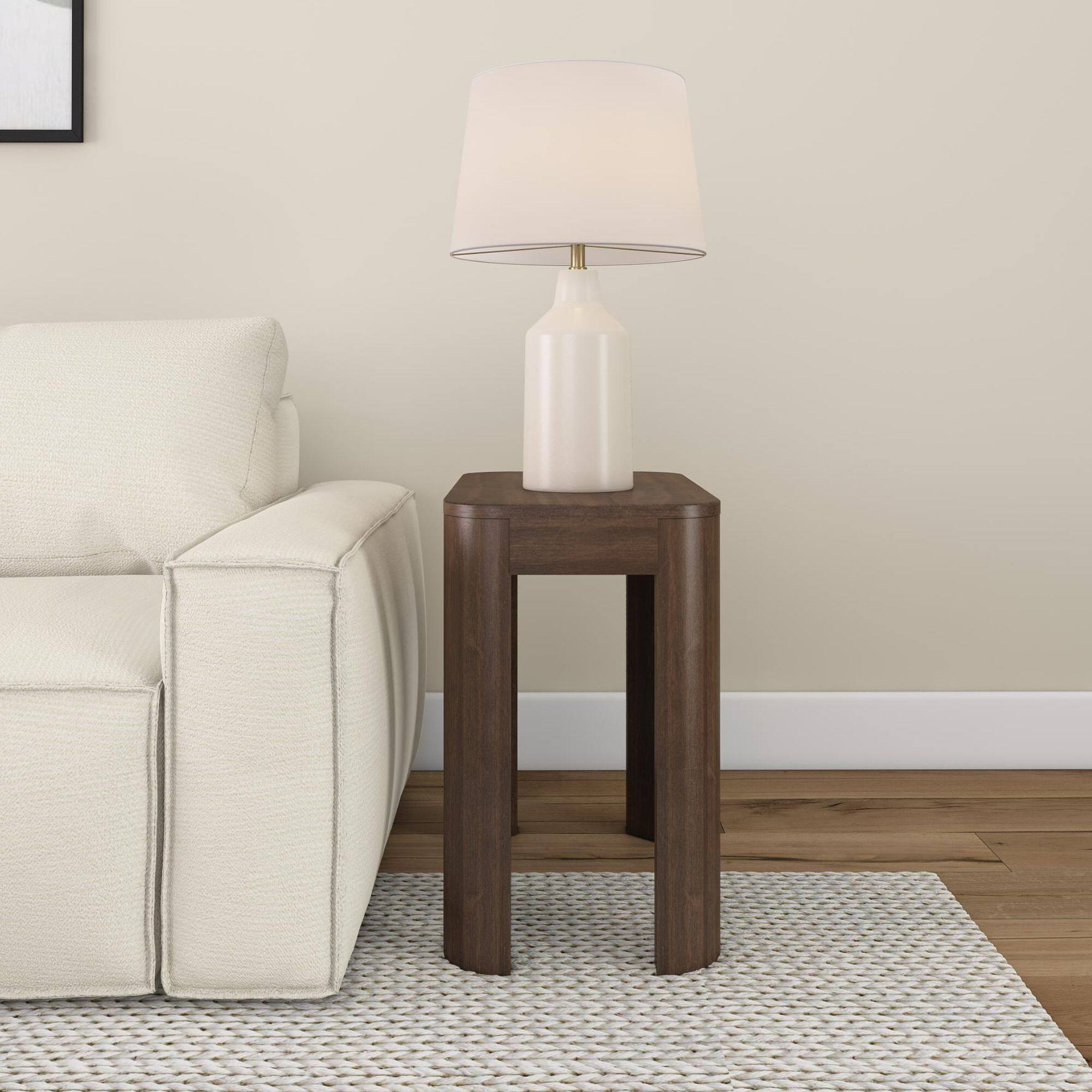 Alt View 1. Plank+Beam - Modern Rounded Rectangular Side Table (25in x 15in / 630mm x 375mm), Walnut - Walnut.