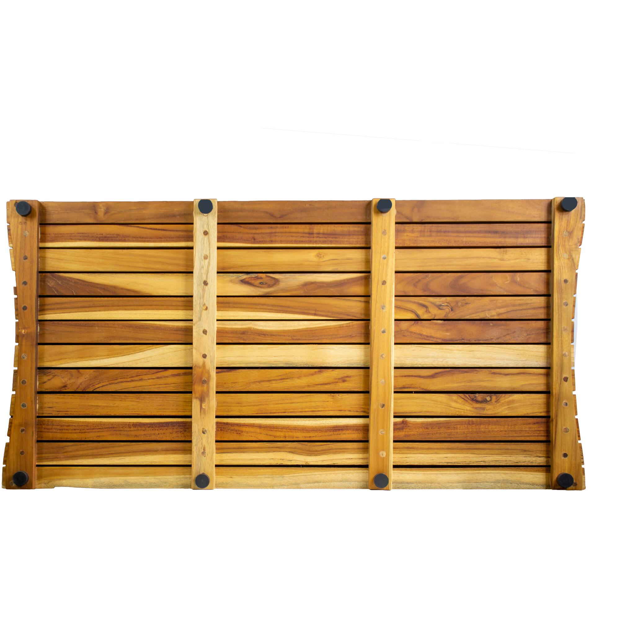 Left. EcoDecors - EcoDecors® Eleganto® 40" x 20" Slatted Solid Teak Bath Floor Mat in EarthyTeak Finish - EarthyTeak.