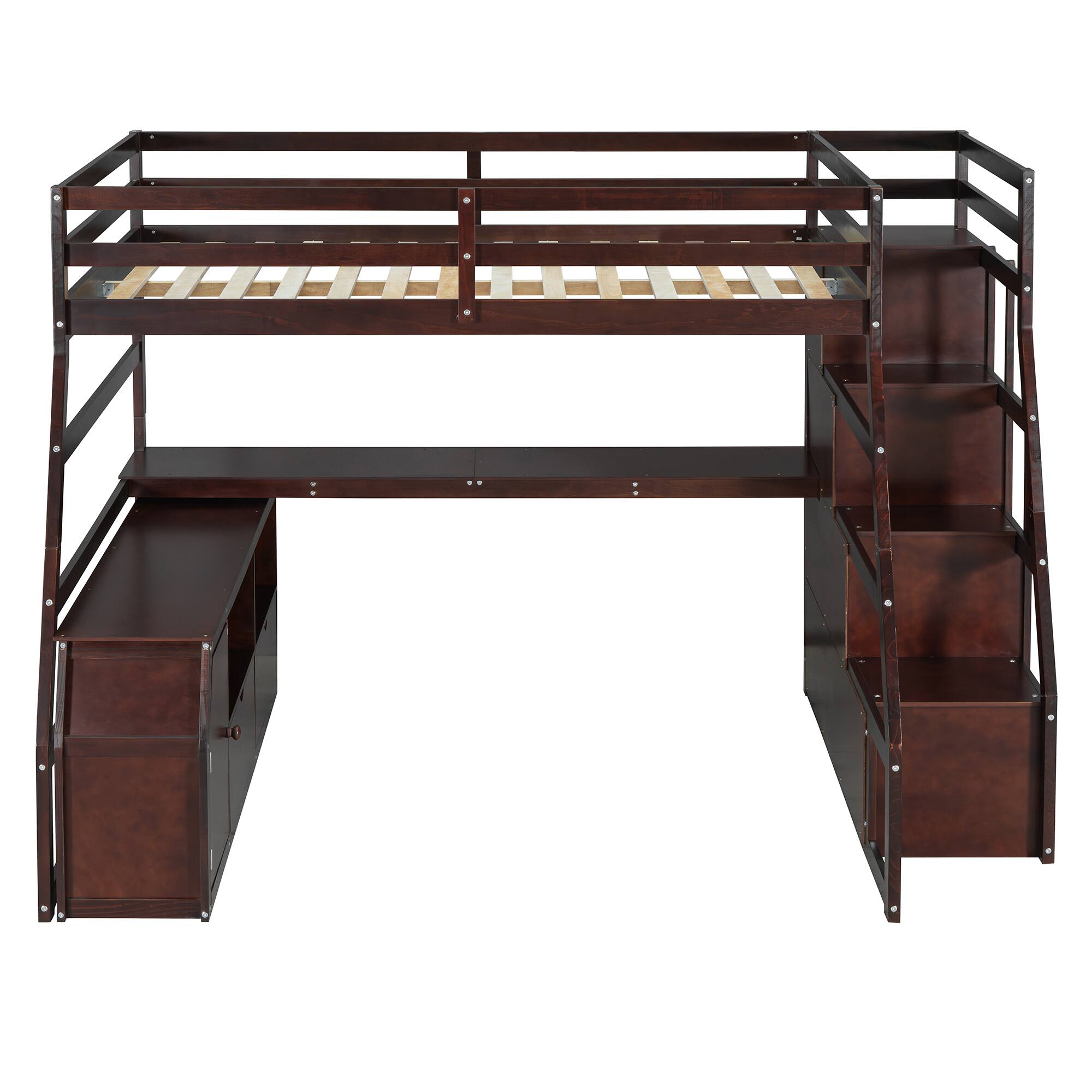 Alt View 4. Tiramisubest - Full Size Loft Bed with 7 Drawers, 2 Shelves & Desk - Sturdy, Fun & Functional - Espresso.