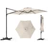 Front. Costway - Costway 10 FT Patio Cantilever Umbrella with 360° Rotation, Air Vent, Cross Base Included - Beige.