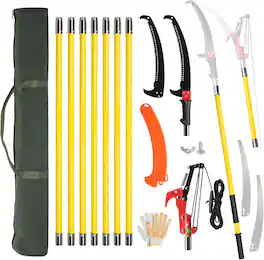 Winado - Manual Pole Saw, 30 Feet Extendable Tree Pruner with Knives and Storage Pocket, Sharp Steel Blade and Scissors