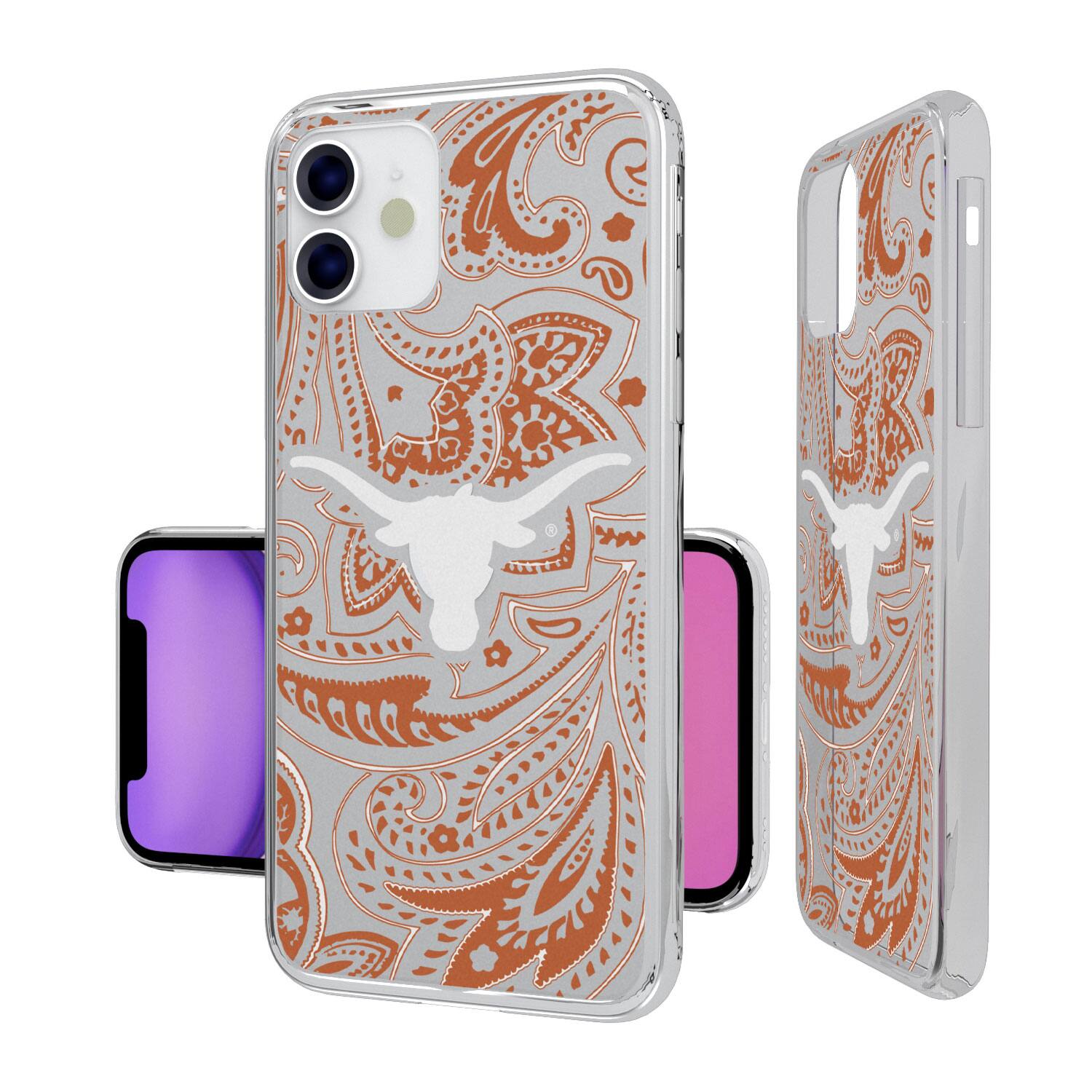 Alt View 1. Keyscaper - Texas Longhorns iPhone Paisley Design Clear Case - 13 Pro - Multicolor.