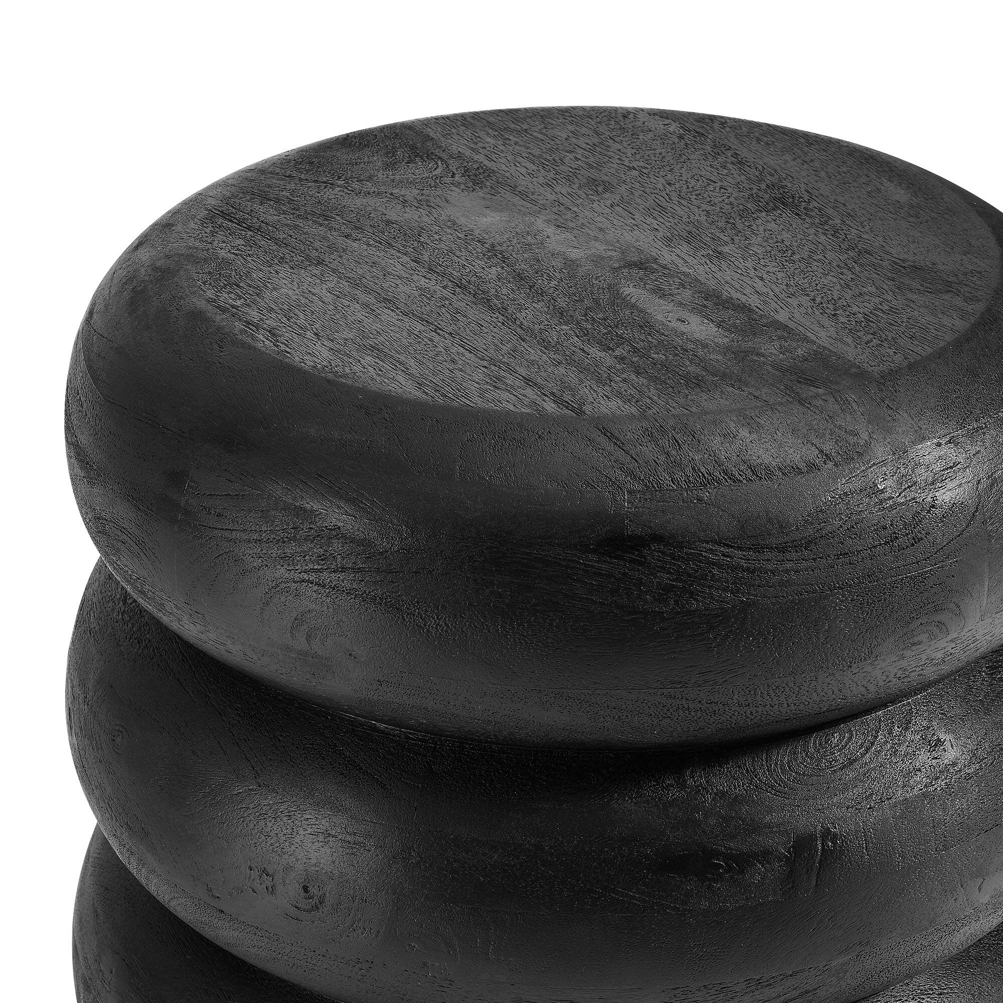 Alt View 4. Modway - Ellery Round Stacked Wood Side Table by Modway - Wirebrush Black.