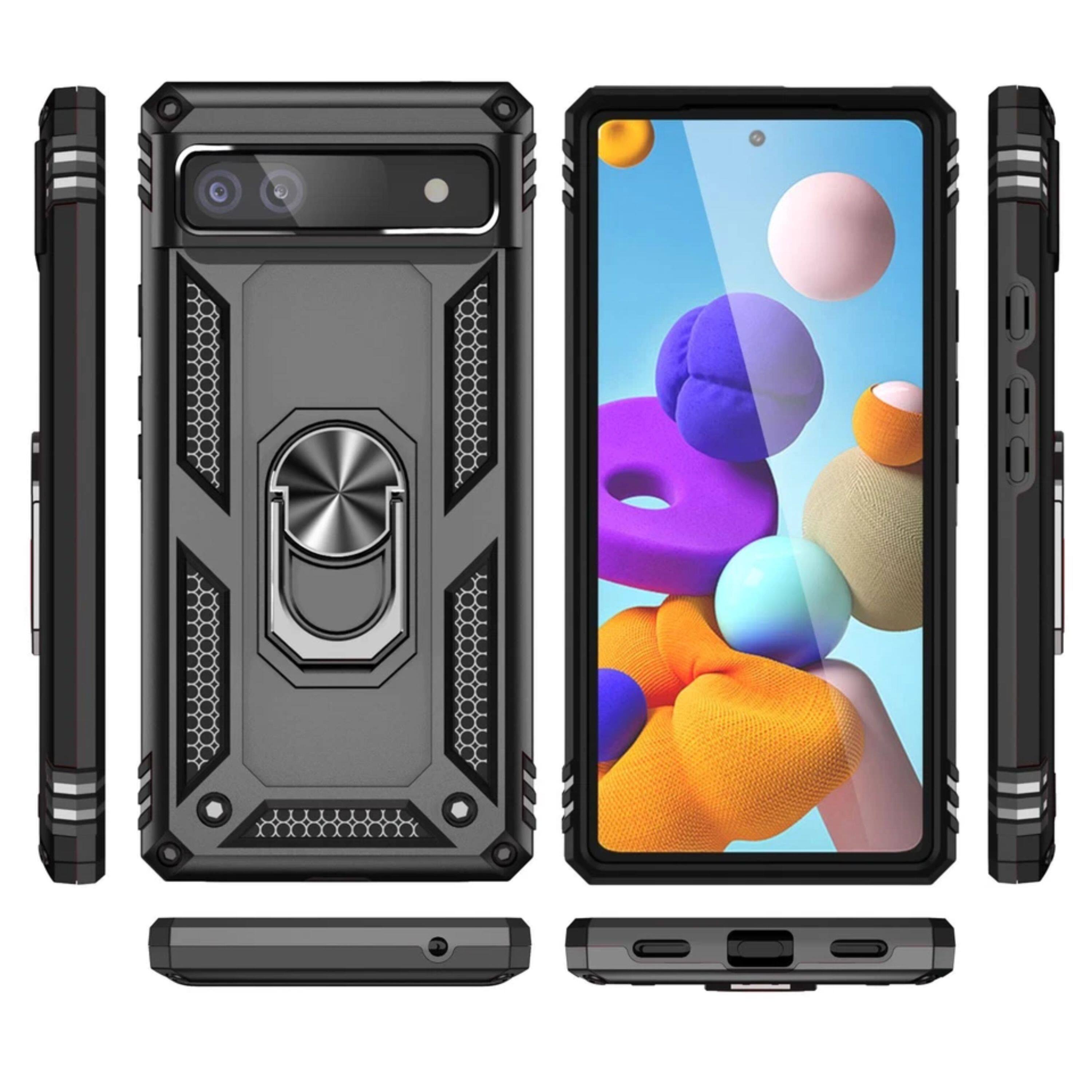 Angle. Kitcheniva - Phone Cover Shockproof With Tempered Glass For Google Pixel 7A Black - Black.