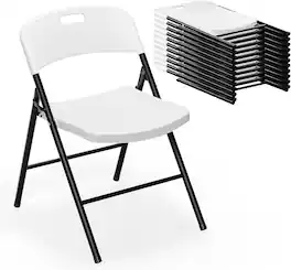 Winado - 12PCS Portable Folding Chairs Plastic Commercial Seating with Steel Frame for Indoor Outdoor Dining Party Wedding School - White