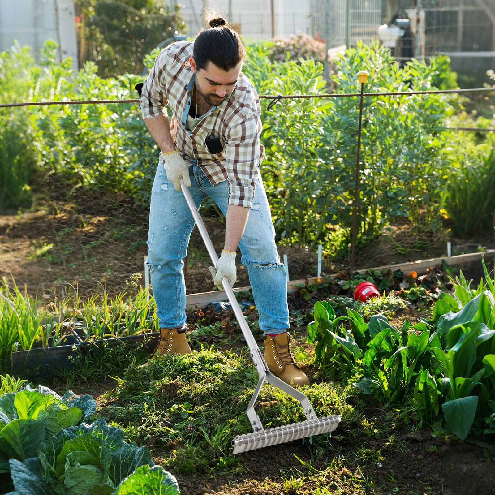 Alt View 4. Gymax - Gymax 70'' Garden Thatch Rake w/ Long Handle & 19 Curved Tines - Silver.