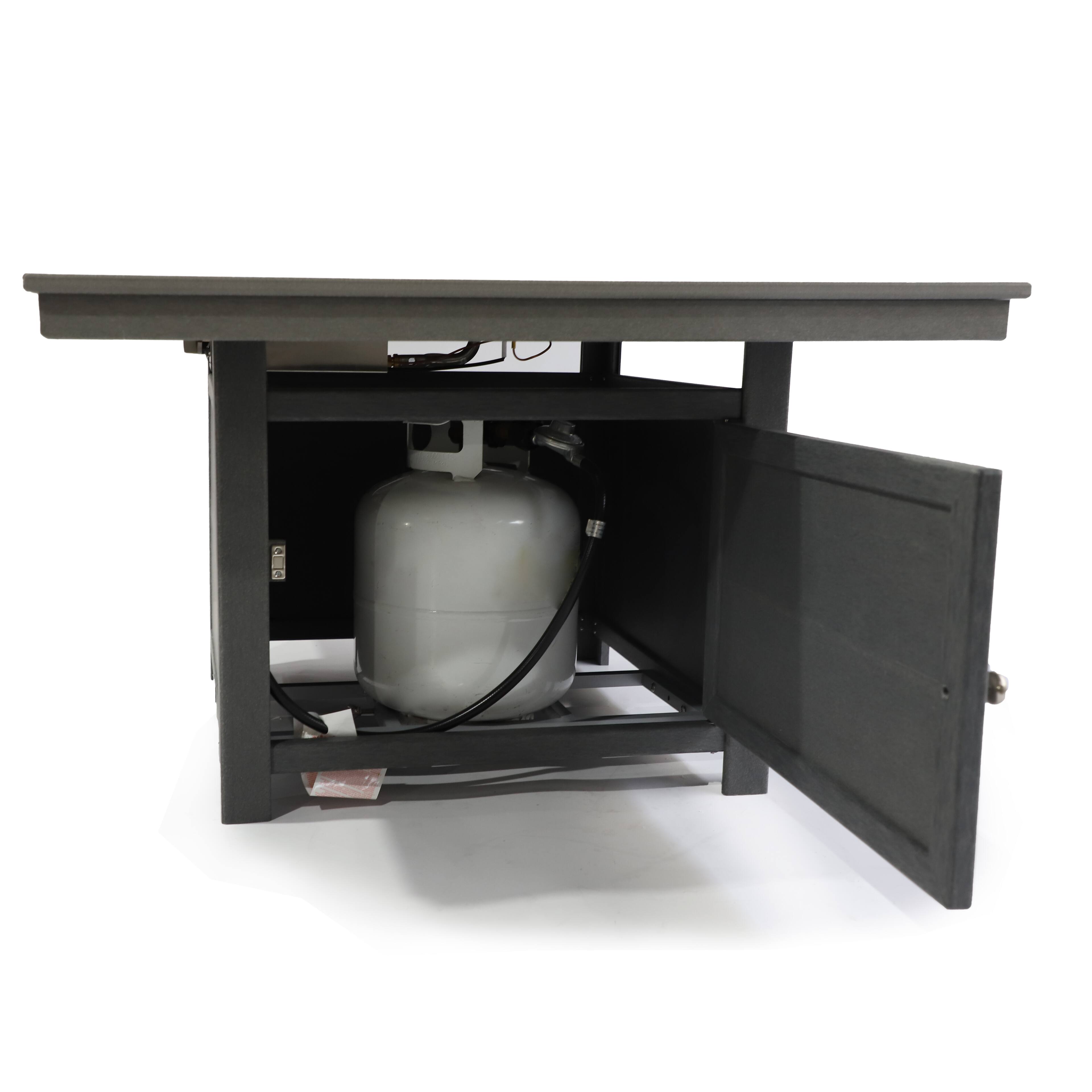 Alt View 1. LuXeo - Park City 25"(H) x 42" (W) HDPE Square Fire Pit Table, Gray - Gray.