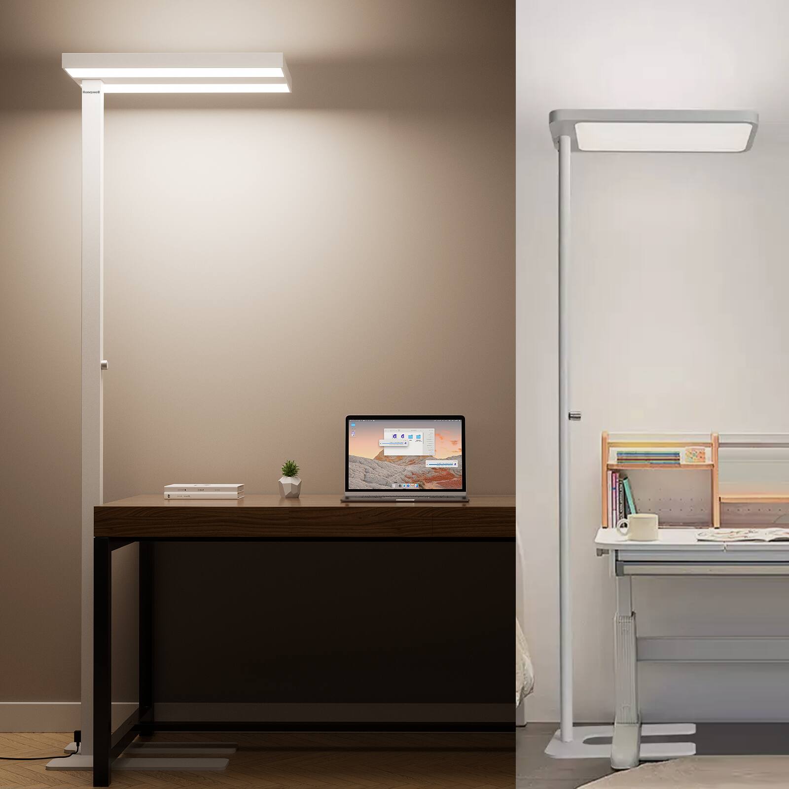 Alt View 4. Honeywell - LED Floor Lamp Modern  16000LM 4000K Sunturalux Eye Caring Tall Standing Reading Lights Natural Daylight Reading Lamp - White.