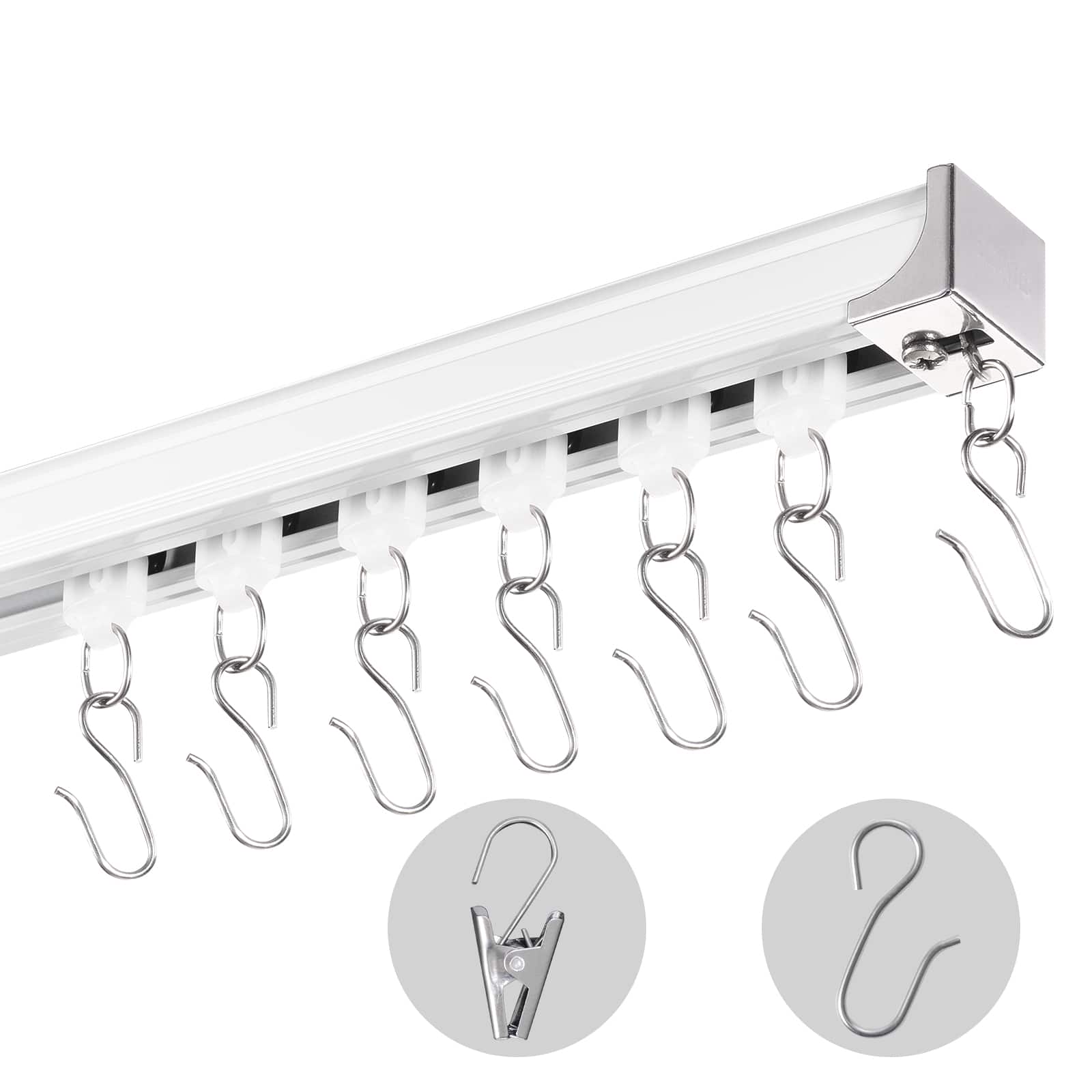 VEVOR - Ceiling Curtain Track Set, 5.9 FT/1.8 Meter, Sliding Ceiling Track System for Curtains, Room Divider Curtain Track - Silver