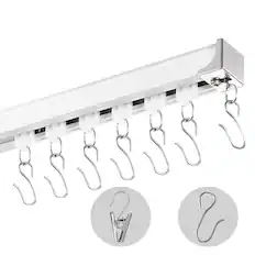 Front. VEVOR - Ceiling Curtain Track Set, 11.8 FT/3.6 Meter, Sliding Ceiling Track System for Curtains, Room Divider Curtain Track - Silver.