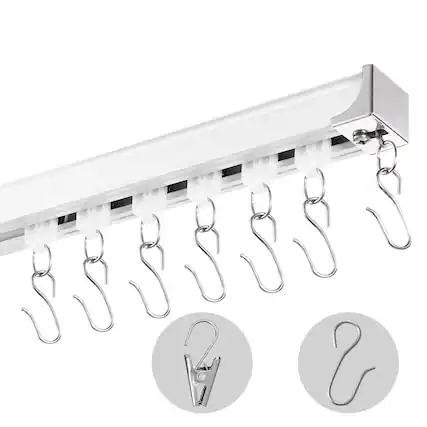 Front. VEVOR - Ceiling Curtain Track Set, 8.9 FT/2.7 Meter, Sliding Ceiling Track System for Curtains, Room Divider Curtain Track - Silver.