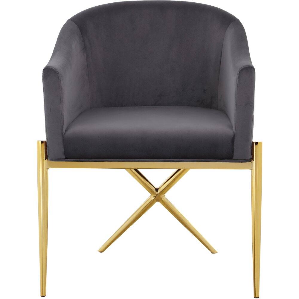 Alt View 2. Meridian Furniture - Xavier Grey Velvet Dining Chair - Grey.
