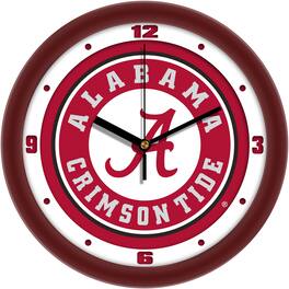MpDirect - Alabama Crimson Tide 11.5'' Suntime Premium Glass Face Traditional Logo Wall Clock - Multicolor