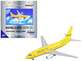 Boeing 737-700 Commercial Aircraft "Hapag-Lloyd" 1/400 Diecast Model Airplane by GeminiJets - Yellow