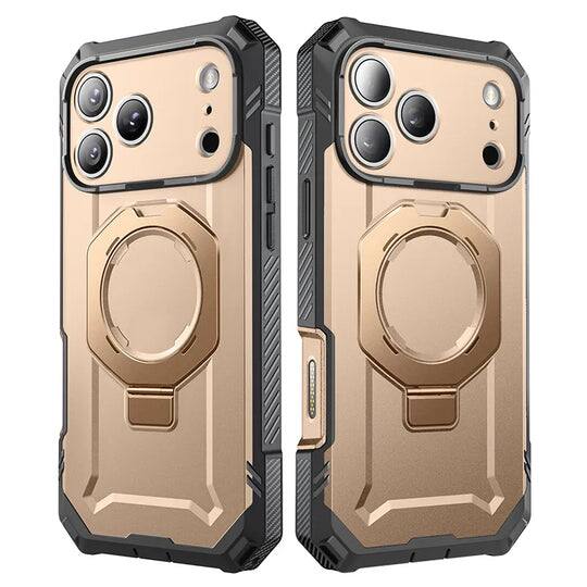 Left. SUPCASE - UB Grip Pro MagSafe Case for iPhone 17 Pro Max – Sleek Protection + HD Tempered Glass Screen Guard - Gold.