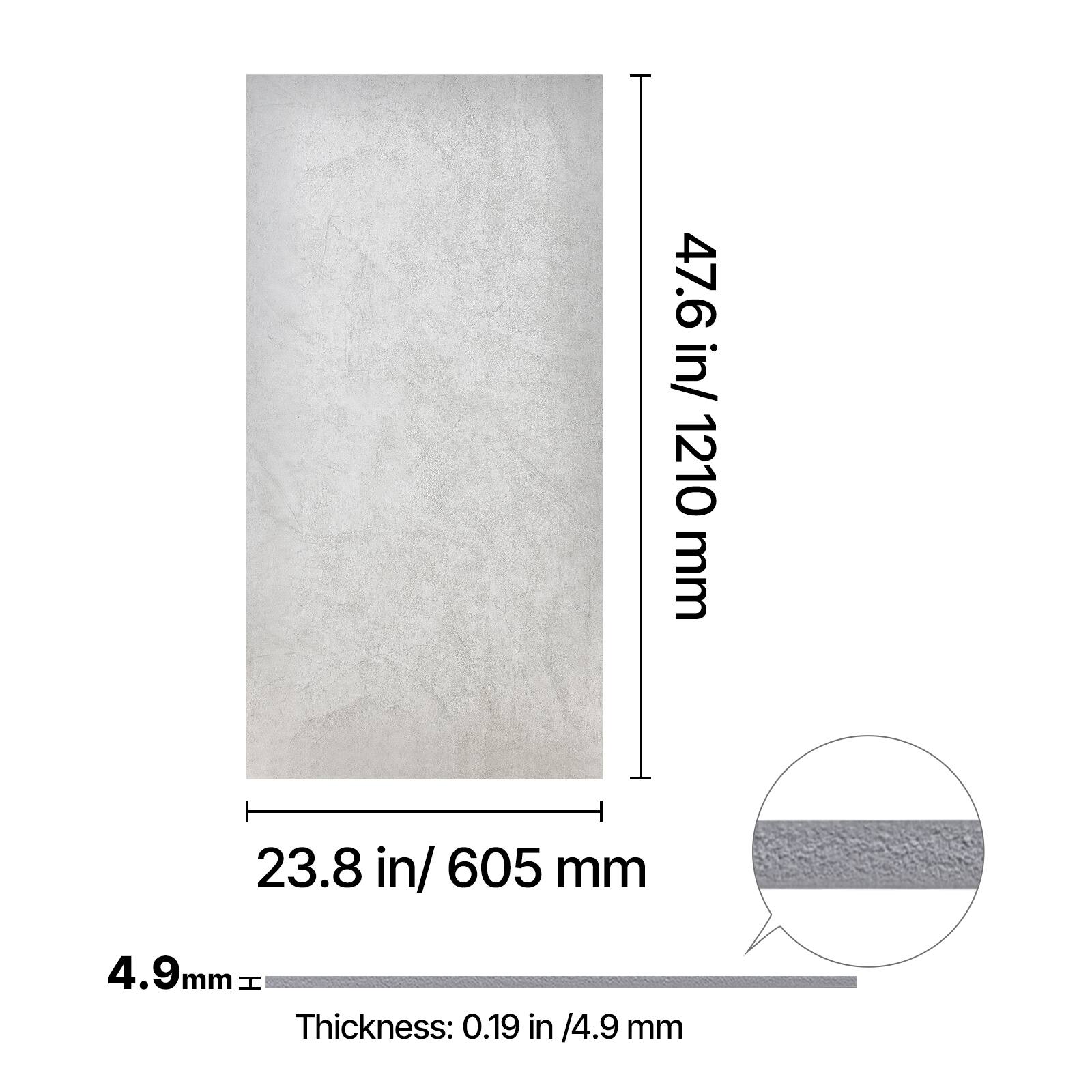 47.6 in/ 1210 mm  
23.8 in/ 605 mm  
Thickness: 0.19 in /4.9 mm