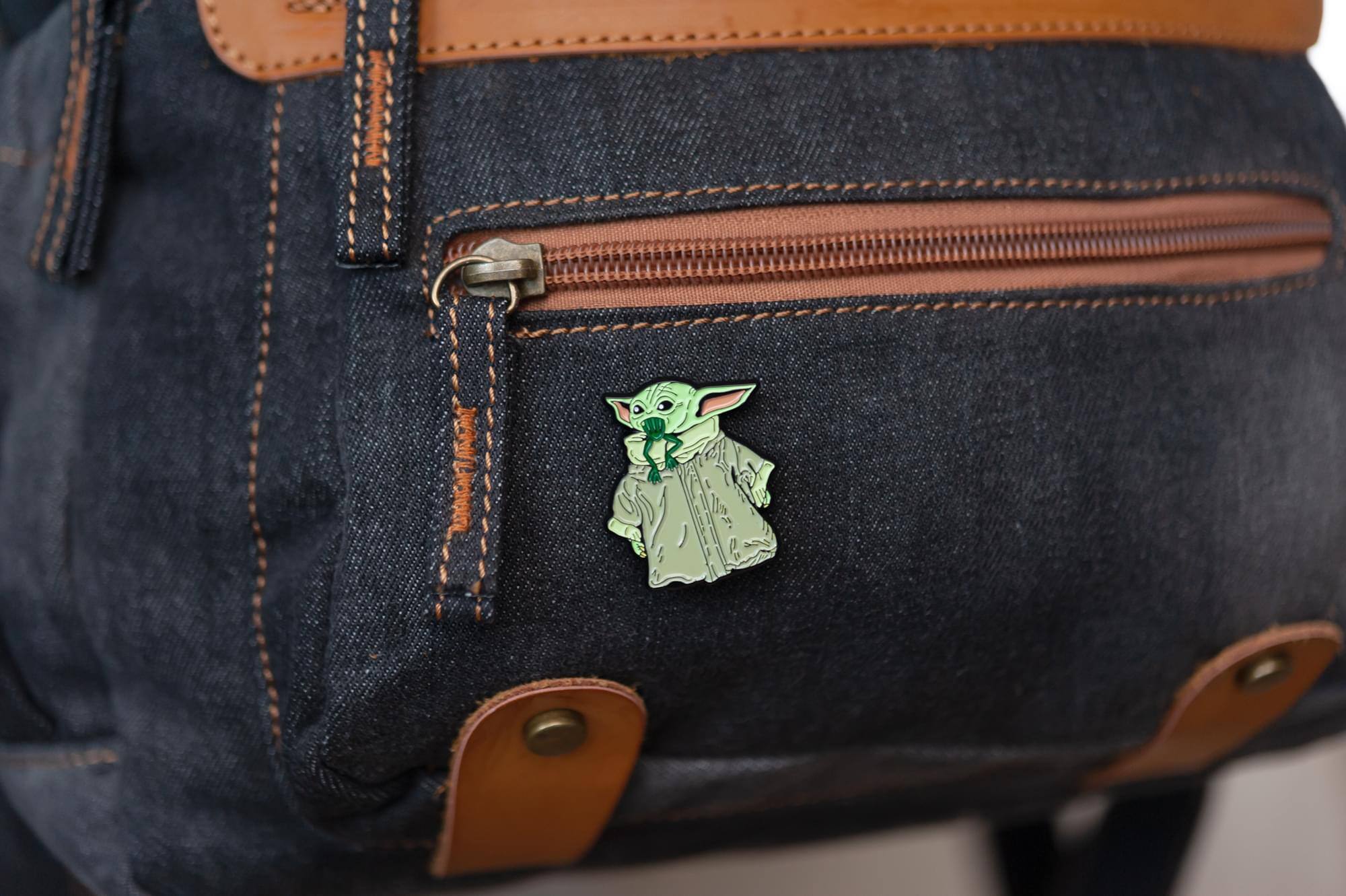 Alt View 2. SalesOne LLC - Star Wars: The Mandalorian The Child Baby Yoda Pin | Baby Yoda Eats A Frog - Green.