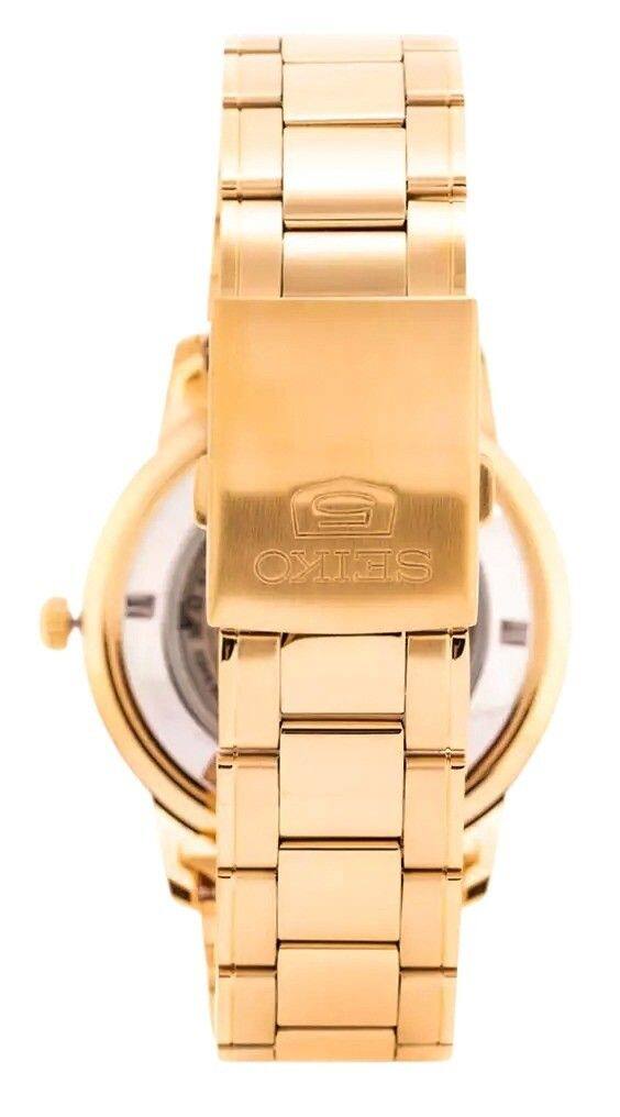 Left. Seiko - Gold Tone Stainless Steel Gold Dial 21 Jewels Automatic SNKN62K1 Men's Watch - Gold.