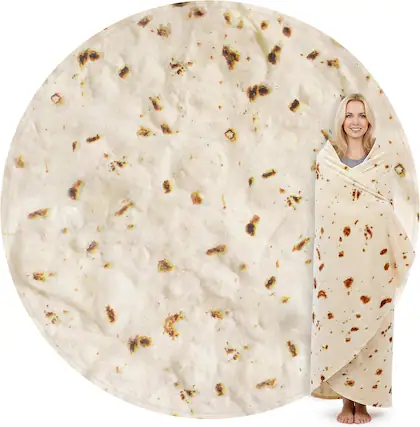 Front. Zulay Kitchen - Zulay Kitchen Burritos Tortilla Throw Blanket Double Sided 36 inches for Adult and Kids - Burritos Tortilla.