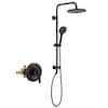 Front. Boyel Living - 3-Spray Patterns with 2.5 GPM 10 in. Wall Mount Dual Shower Heads with Pressure Balance Valve in Matte Black - Matte Black.
