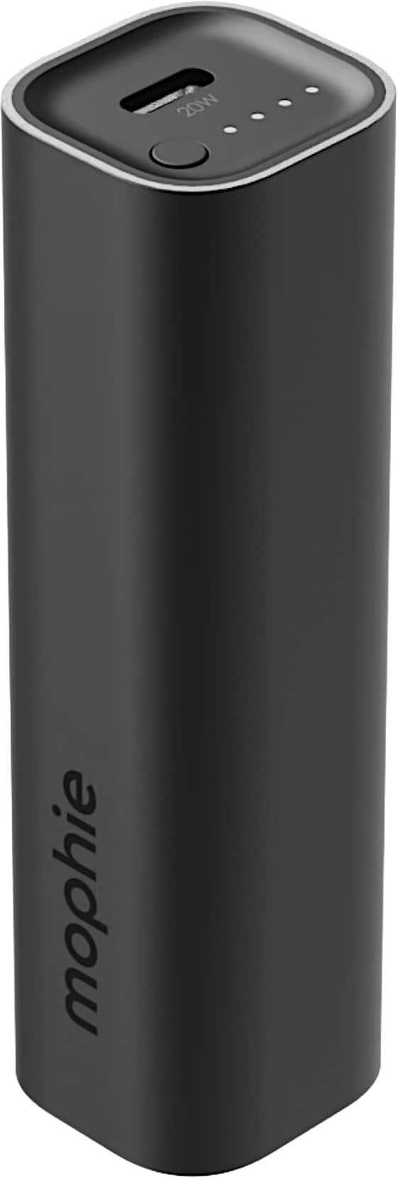 mophie - Powerstation Mini 5,000mAh Power Bank (Gen 3) For iPad, iPhone, Google Pixel, Samsung Galaxy, USB-C Devices - Black - Front_Zoom