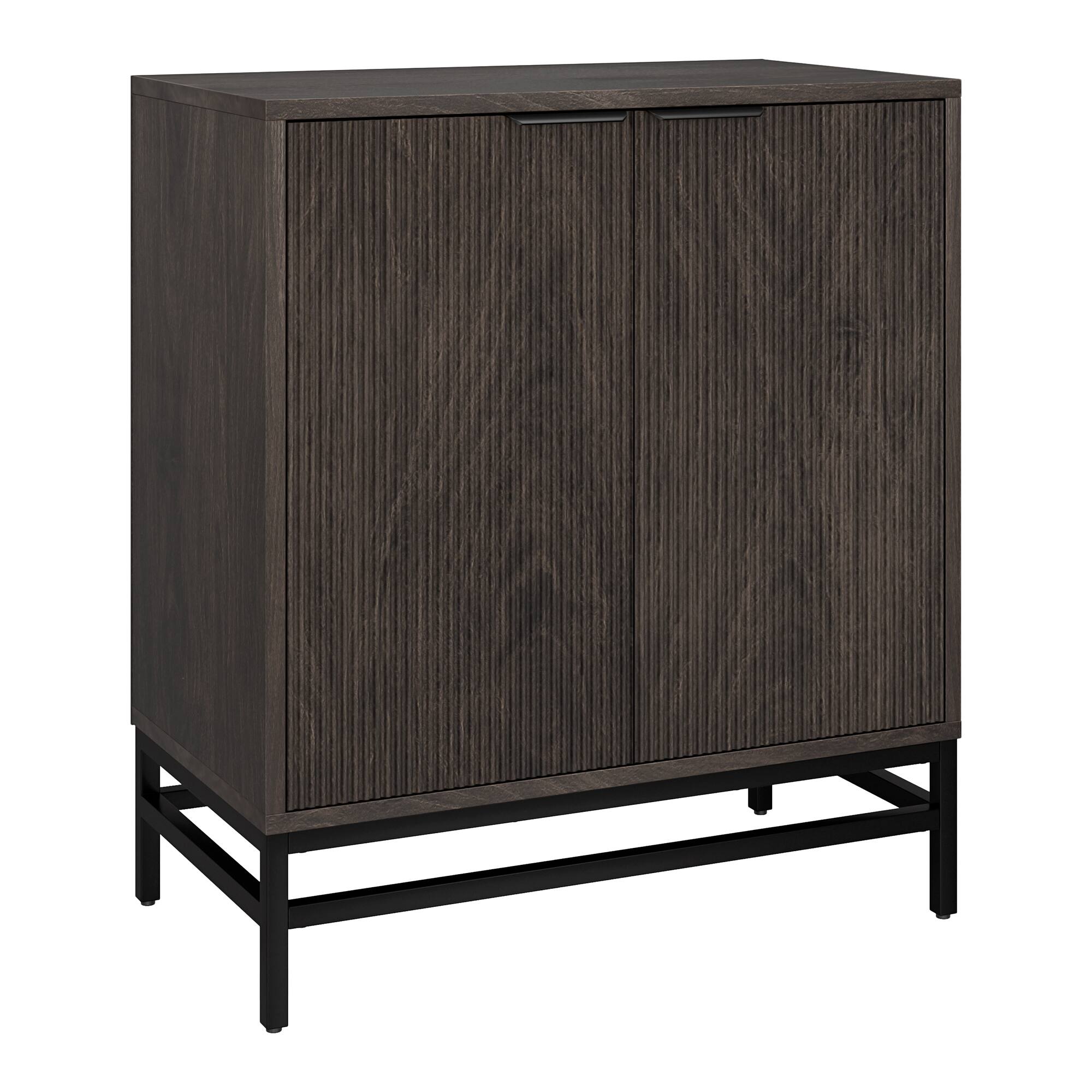Left. Hudson&Canal - Montello 28" Wide Rectangular Fluted Accent Cabinet - Brown.