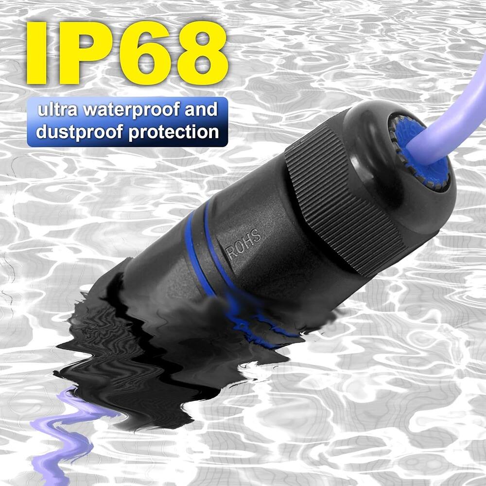 ACJPR - Waterproof RJ45 Coupler IP68 Short Profile, Cat6/Cat5E/Cat5 Ethernet Connector Shielded, Outdoor LAN Extender PoE, 6-Pac