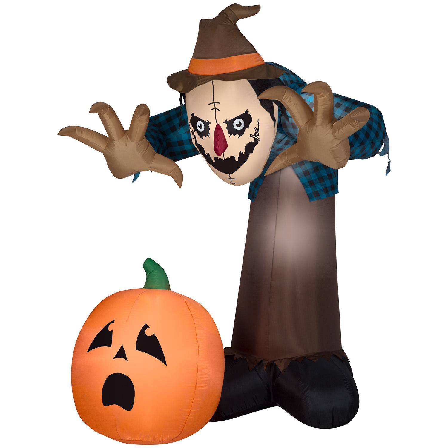 Front. Gemmy - Gemmy 7.5 ft. LED Prelit Animated Airblown Haunted Scarecrow Inflatable - Multicolored.