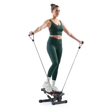 Front. Sunny Health & Fitness - Smart Twist Stepper with Resistance Bands - Dark Gray.