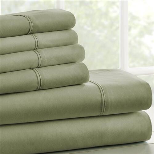 Back. SlickBlue - Soft Wrinkle-Resistant Microfiber Polyester Sheet Set for Smooth Comfort - Green.