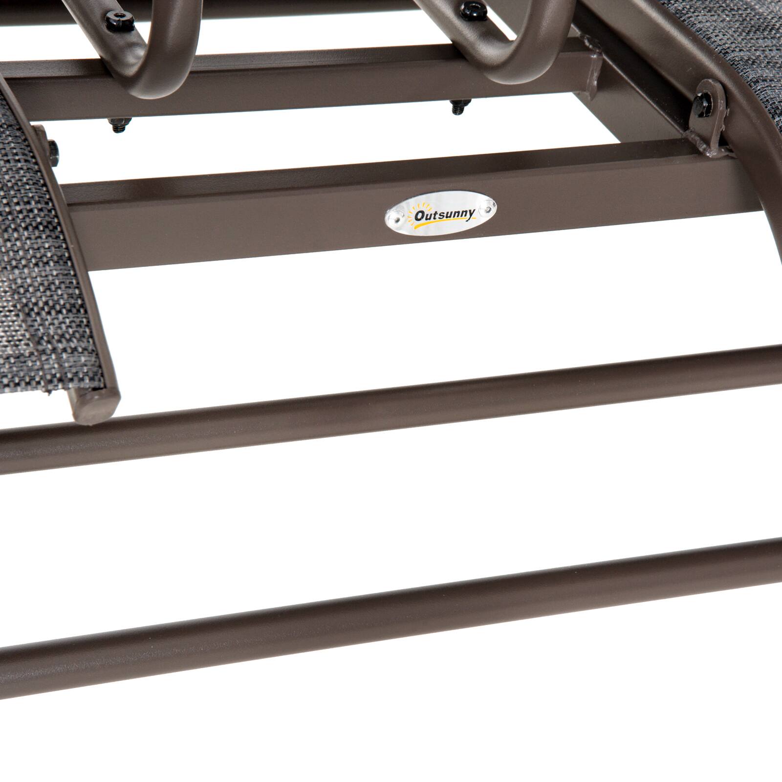 Alt View 5. Outsunny - Outdoor Glider Bench with Center Table, Metal Frame Patio Loveseat with Breathable Mesh Fabric and Armrests - Gray.