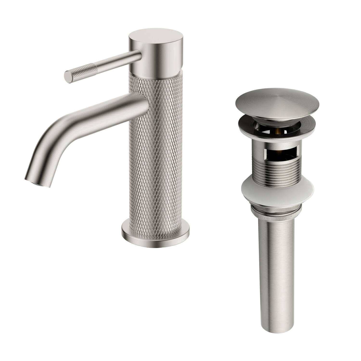 Front. Boyel Living - Brushed Nickel Carved Solid Brass Bathroom Faucet - Brushed Nickel.