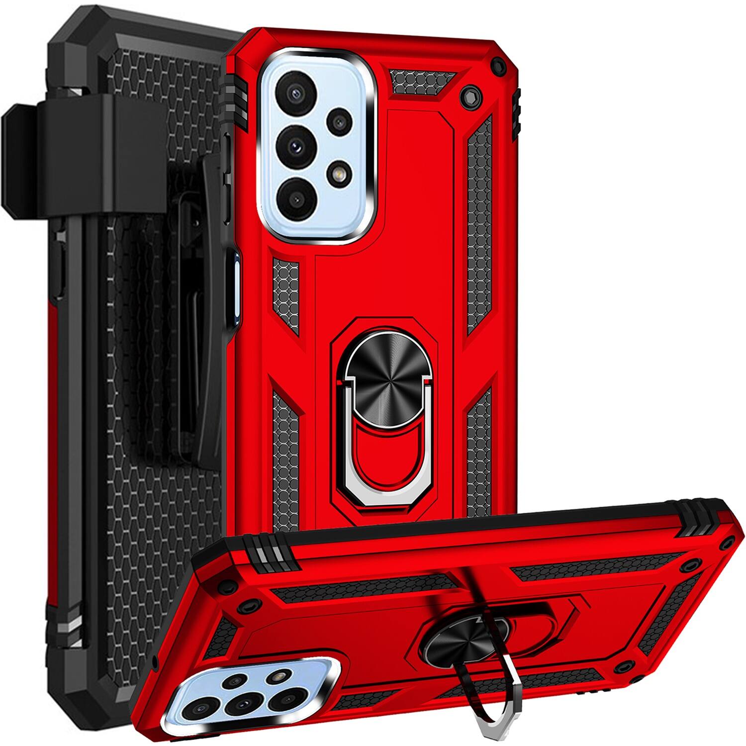 Alt View 13. SaharaCase - Military Kickstand Series Case for Samsung Galaxy A23 5G - Red.