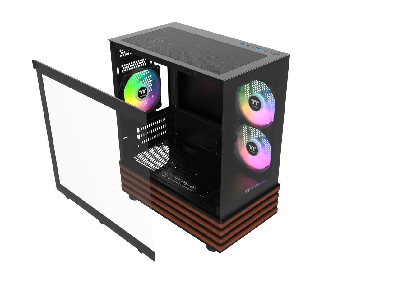 Left. Thermaltake - Thermaltake View 170 WS ARGB Micro Chassis - Black - Tempered Glass, SPCC - 3 x Bay - 3 ? 120mm Fan(s) Installed - Mini - Black.
