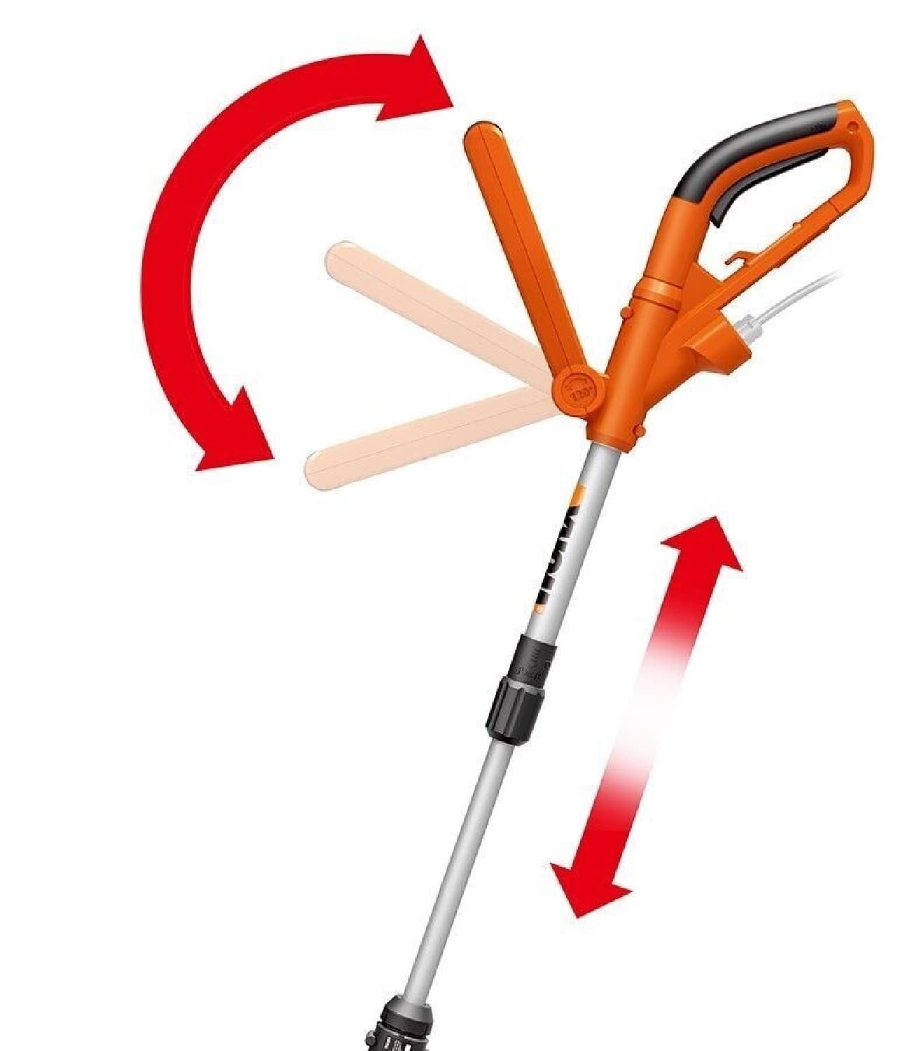 Alt View 12. WORX - WG124 6 Amp 15-Inch Cutting Diameter Electric Straight Shaft Grass Trimmer - Orange.