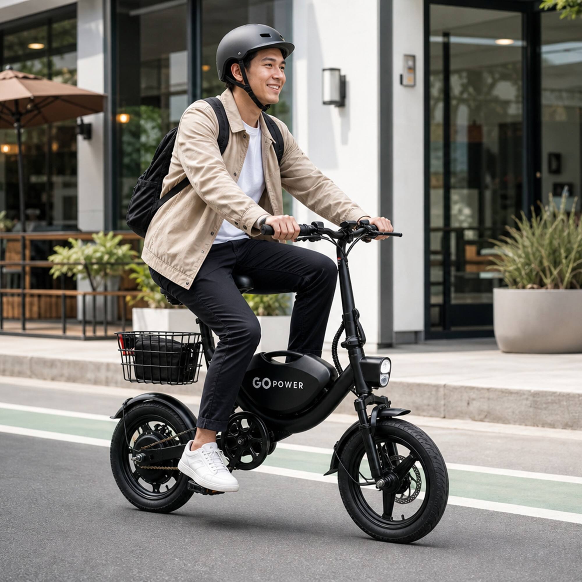 Angle. GoPowerBike - GoPowerBike GoDash Foldable Mini Electric Bike - Black.