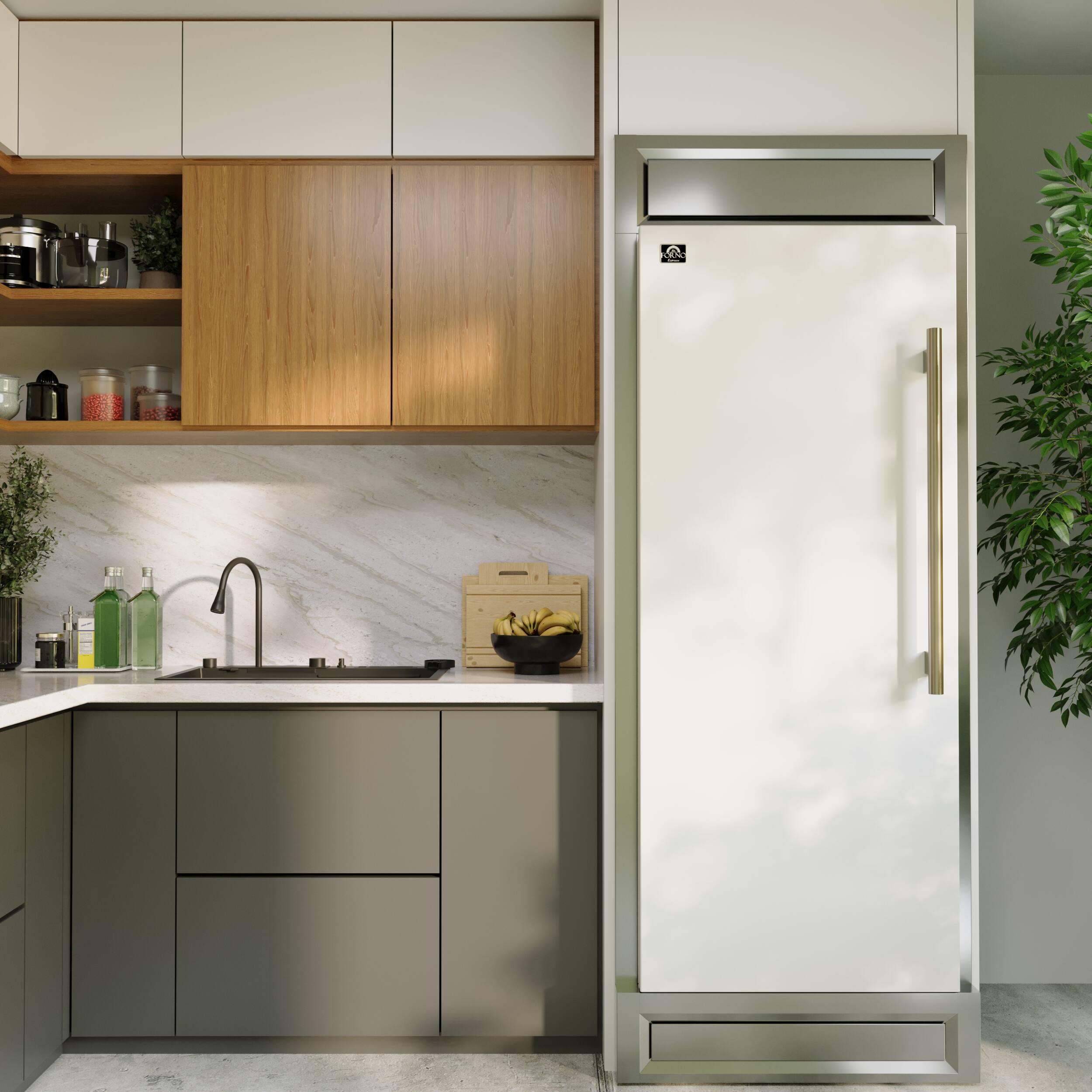 Alt View 5. Forno Appliances - Maderno 13.6 Cu. Ft. Built-In Convertible Refrigerator/Freezer with Decorative Grill - White.