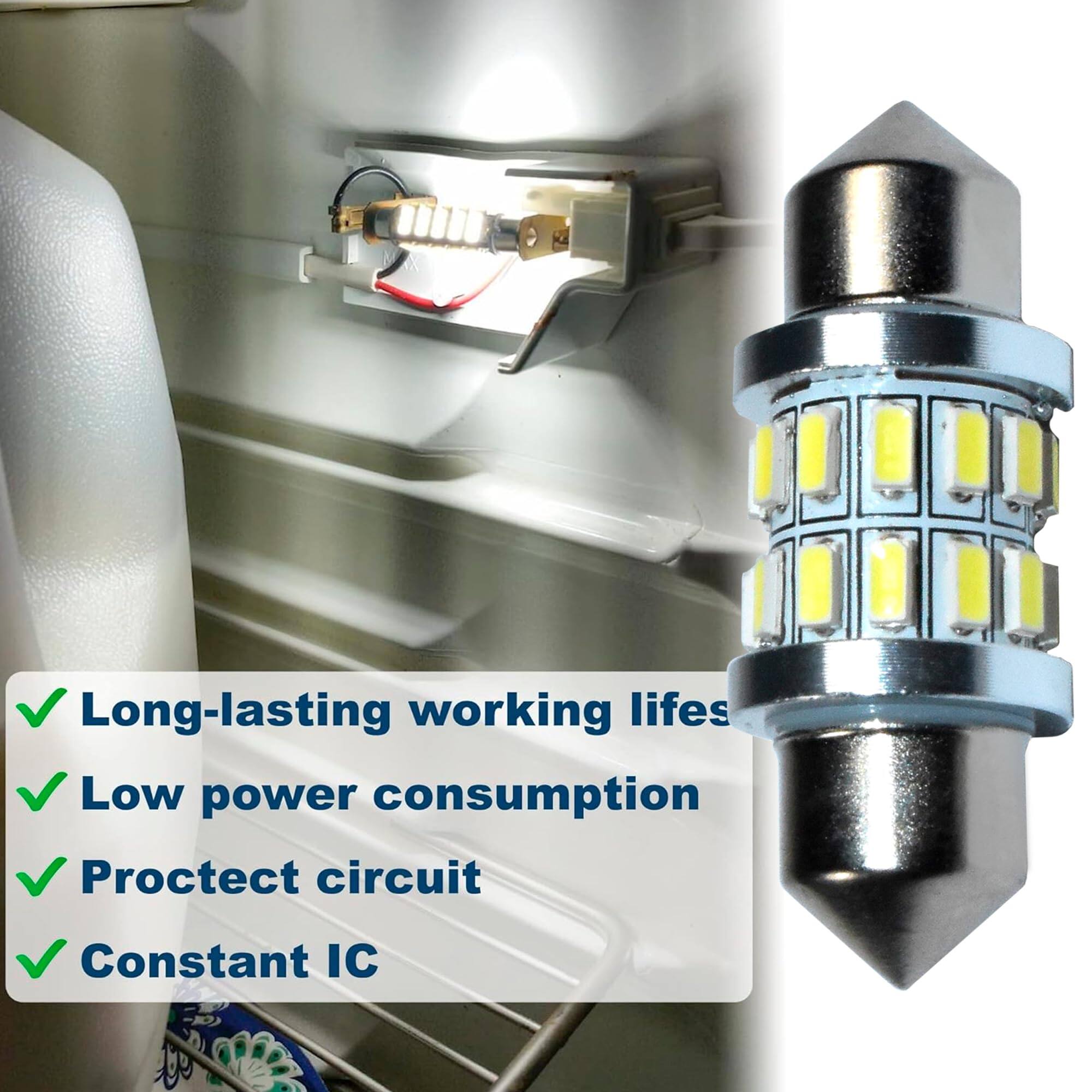 - Long-lasting working life
- Low power consumption
- Protect circuit
- Constant IC