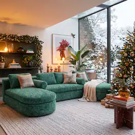 Famapy - Oversized Modular Sectional Sofa with Double Chaise, 6-Seater Compressed U-Shaped Couch - Dark Green