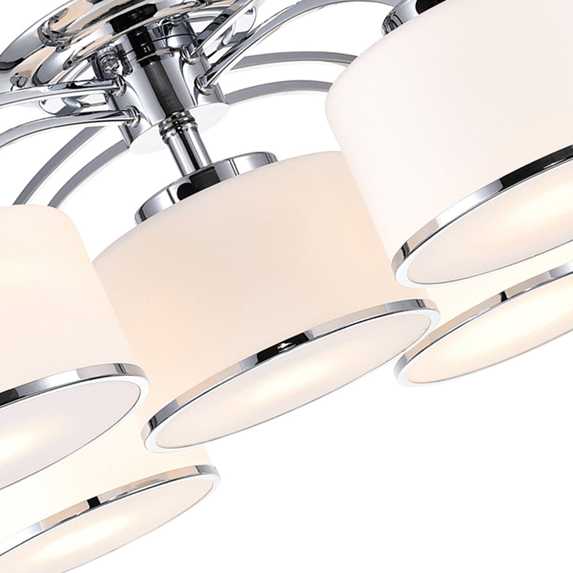 Angle. CWI Lighting - Frosted 5 Light Drum Shade Flush Mount With Chrome Finish - Chrome.