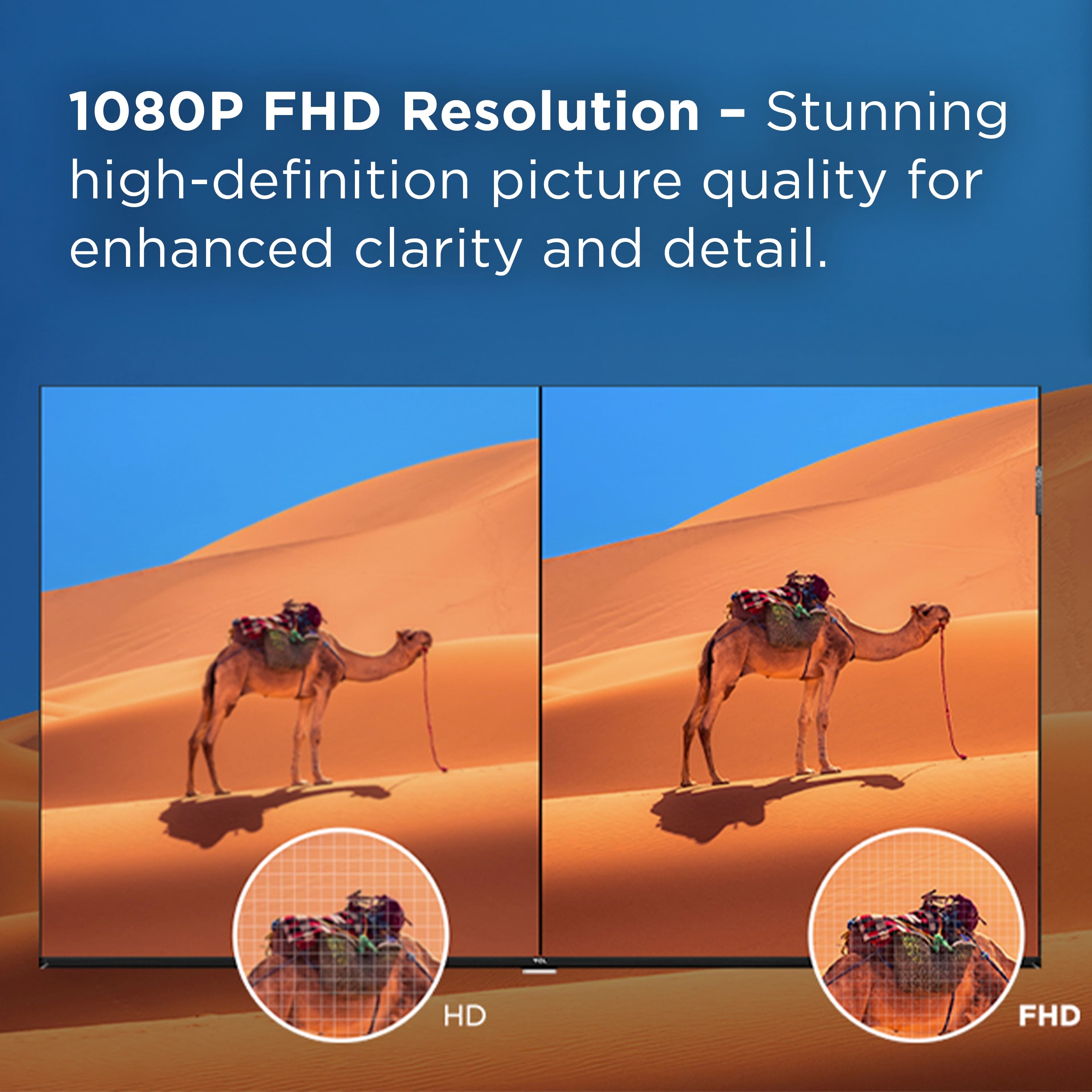 1080P FHD Resolution - Stunning high-definition picture quality for enhanced clarity and detail.