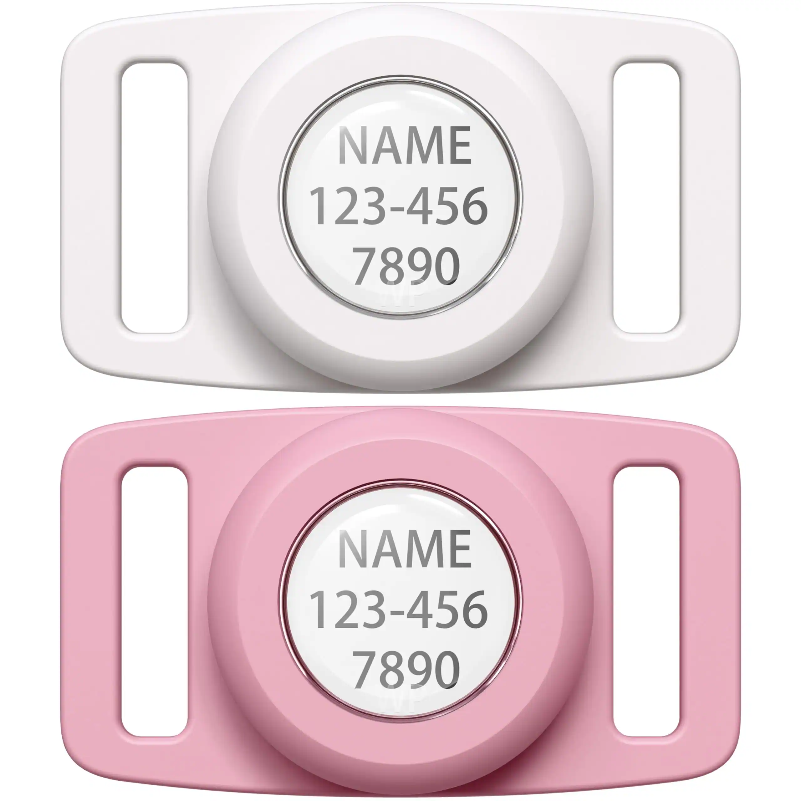 Paradigms Interiors - Ip68 Waterproof For Air Tag Dog Collar Holder Personalized Pet Id Visible Case Within - 2P-Pink+White