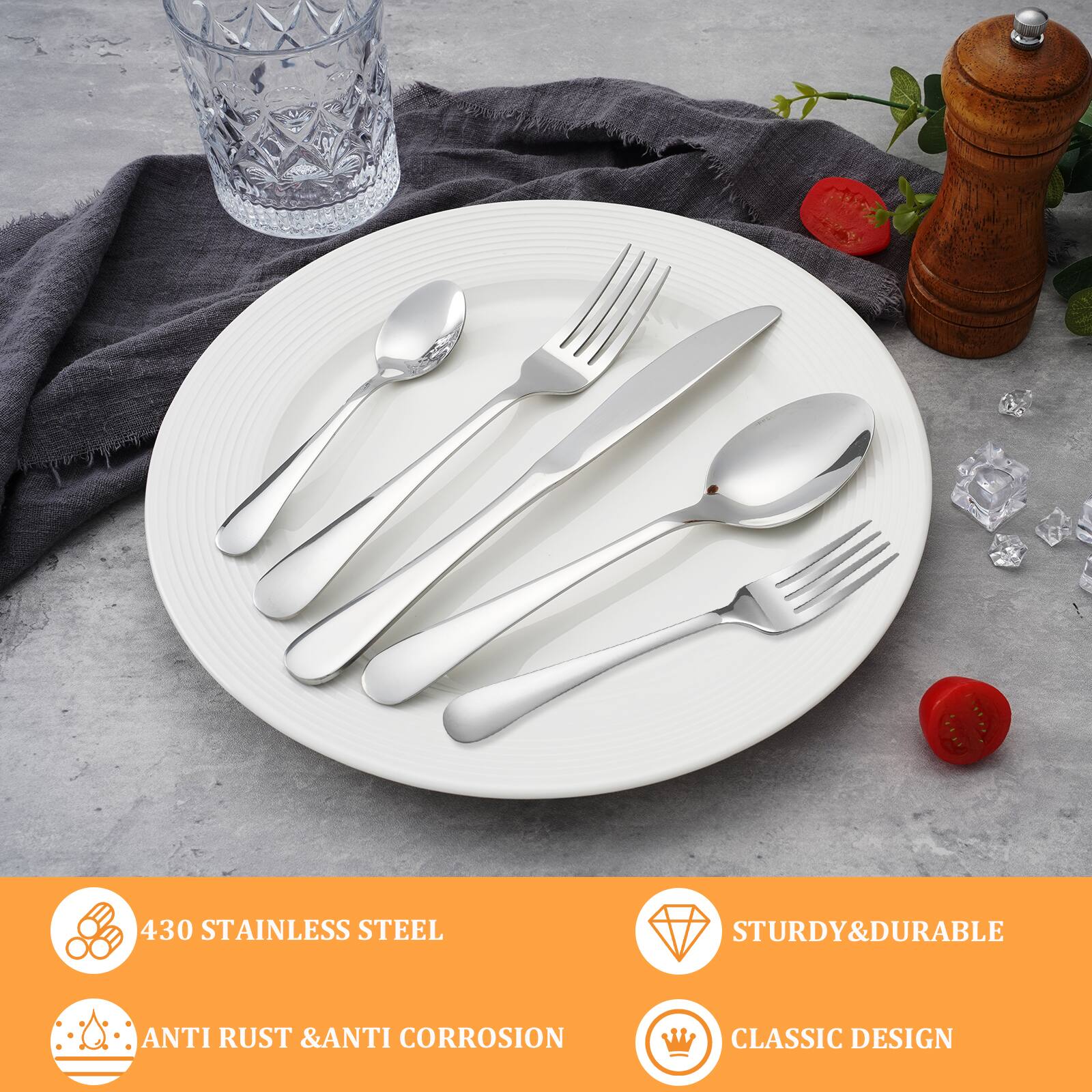 430 Stainless Steel  
Anti Rust & Anti Corrosion  
Sturdy & Durable  
Classic Design