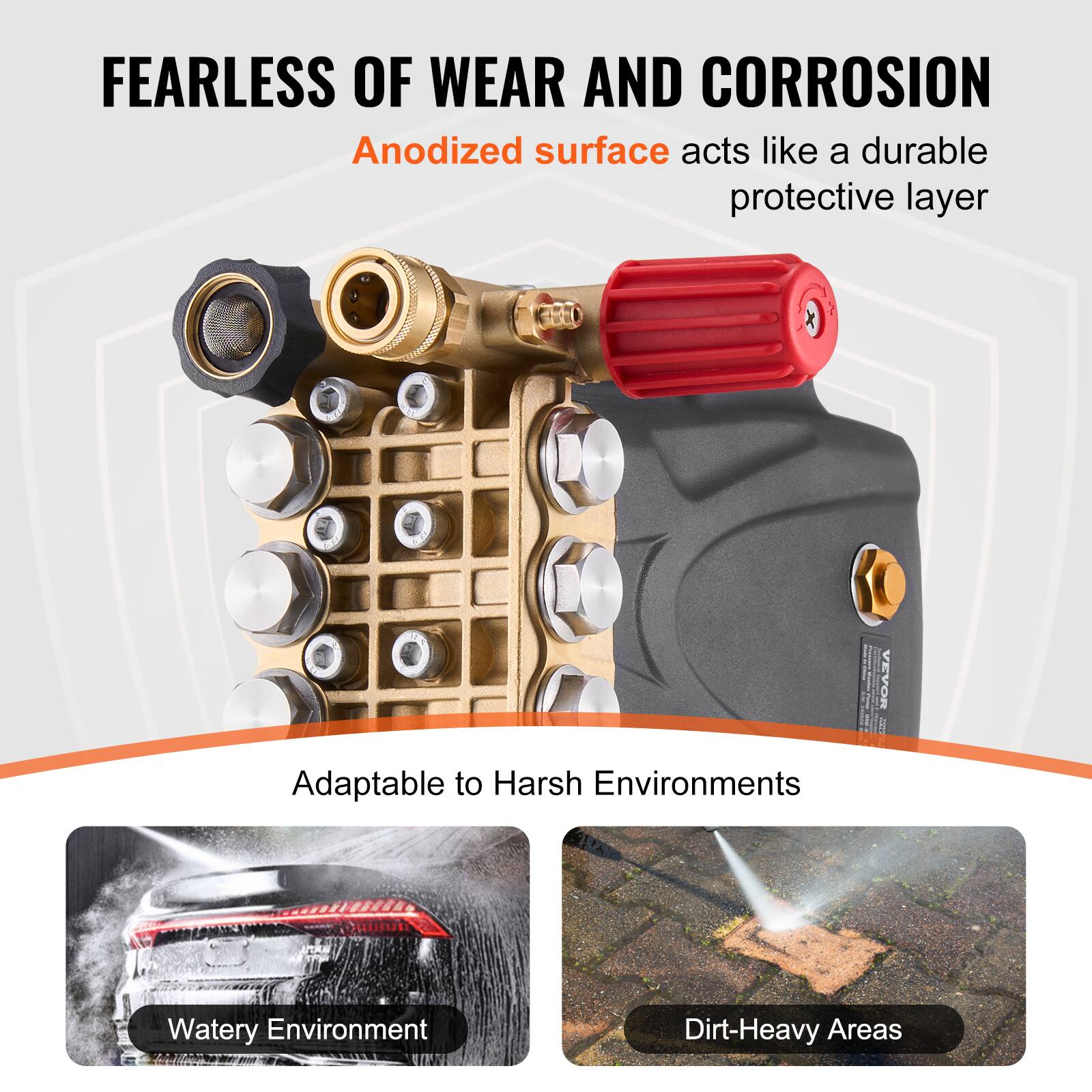 FEARLESS OF WEAR AND CORROSION  
Anodized surface acts like a durable protective layer  

Adaptable to Harsh Environments  
- Watery Environment  
- Dirt-Heavy Areas